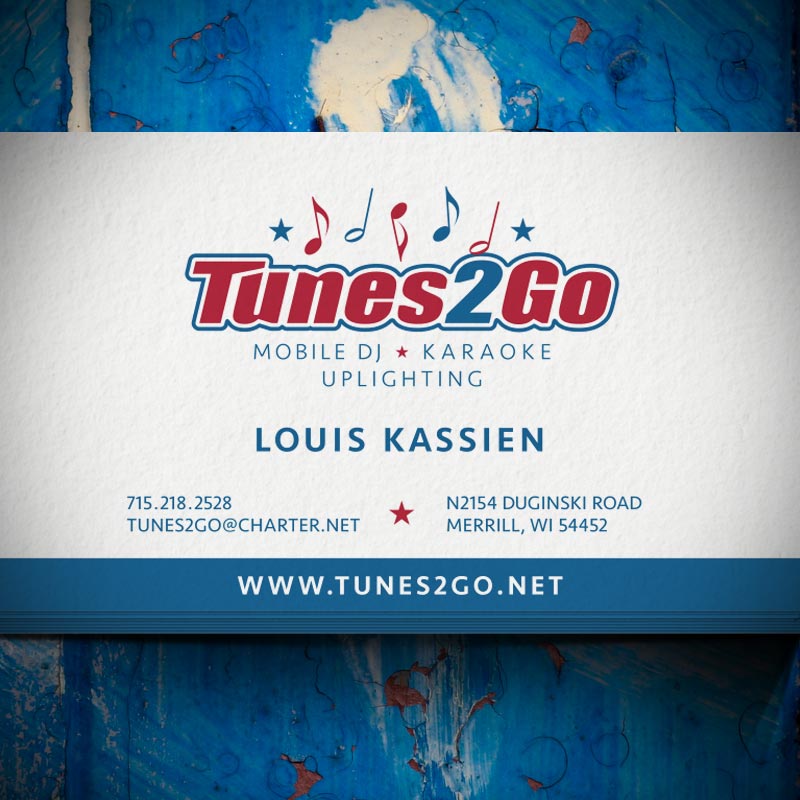 Tunes2Go logo design, print advertising, and responsive website design